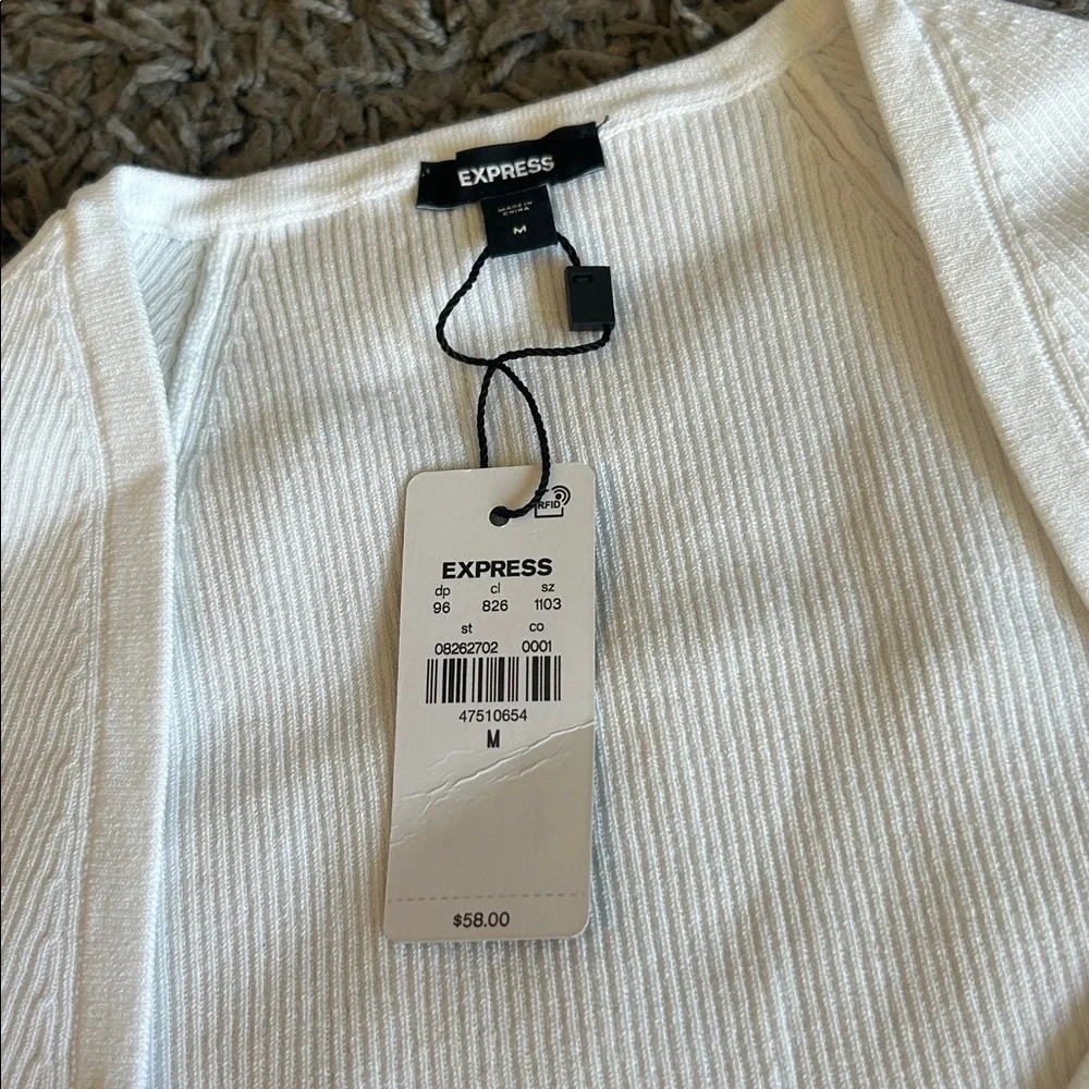 NWT Express White Ribbed Tie Around Crop Top Size Medium - Picture 4 of 9